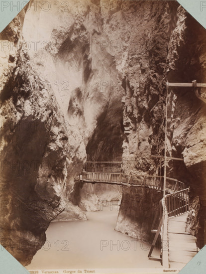 Bridge in the Trient Gorge, Vernayaz. Gorges du Trient, album page, photograph, This photo is part