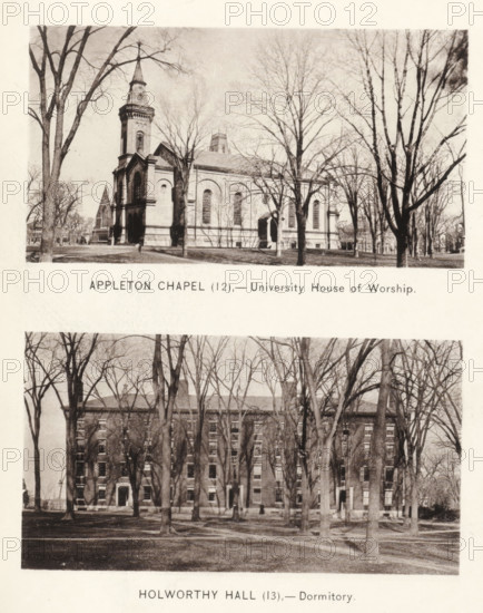 Holworthy Hall, Appleton Chapel, page, photomechanical print, number: '(12) (13)', Cambridge (MA),