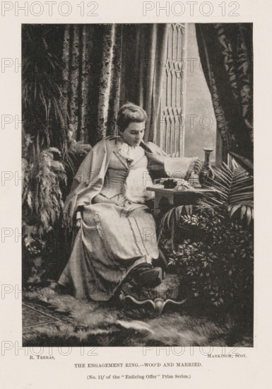 Portrait of an unknown woman at a window, The Engagement Ring. - Woo'd and Married, page,