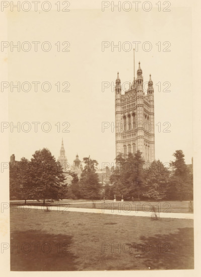 View of Victoria Tower, photograph, page, photographer: John Harrington, London, c. 1864 - in or