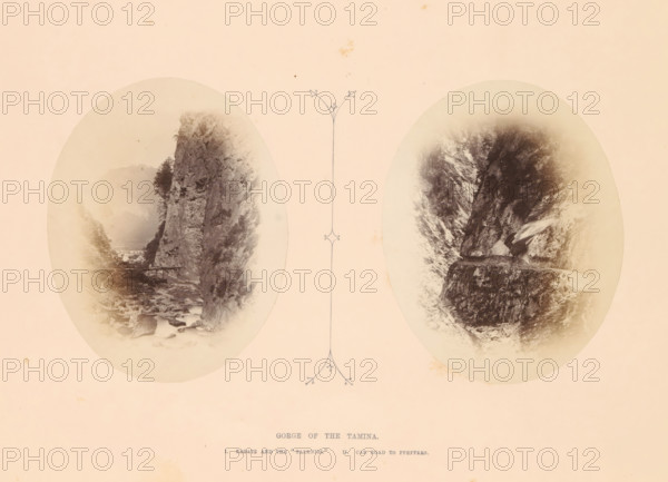 Gorge of the Tamina, View of a road through the gorge of Tamina, photograph, page, inscription: 'II