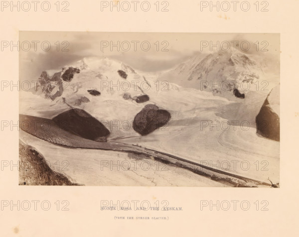 View of Monte Rosa, Monte Rosa and the Lyskam, photograph, page, inscription: '(from the corner