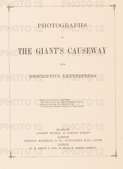Photographs of the Giant's Causeway with descriptive letterpress, book, annotation: 'SEPT, 1991',