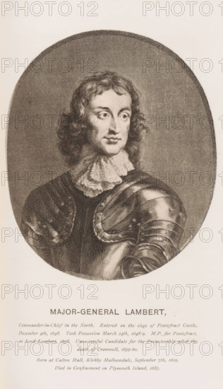 Reproduction of a print of a portrait of John Lambert by Jacob Houbraken, Major-General Lambert,