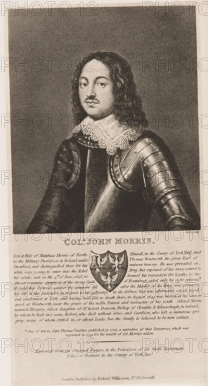 Reproduction of a print of a portrait of John Morris, reproduction, page, photomechanical print,