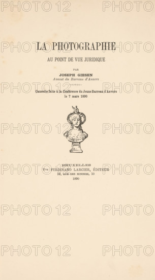 La photographie au point de vue juridique, book, annotation: 'NOV, 2000', 1890, paper, printing,