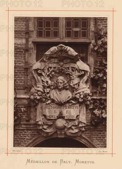 Bust of Balthasar (II) Moretus, Médaillon de Balt. Moretus, page, photomechanical print, maker: