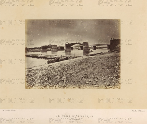 View of the remains of the bridge of Asnières-sur-Seine after the destruction by the Paris Commune,