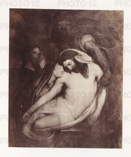 Photo reproduction of The Entombment of Christ by Antoine Wiertz, photograph, reproduction, page,