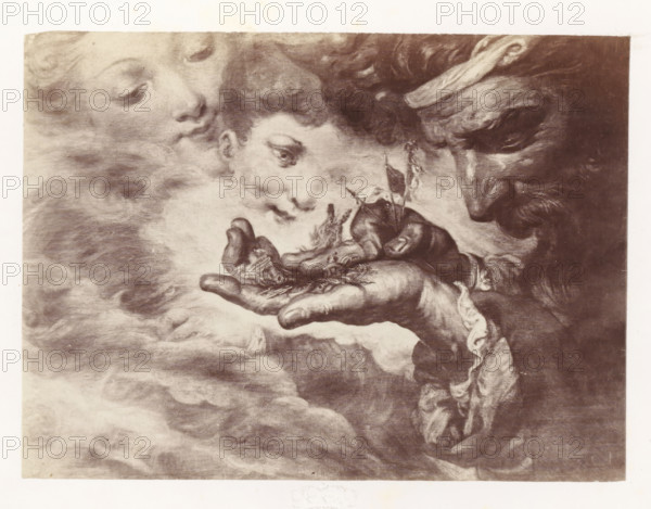 Photo reproduction of The things of the present versus the people of the future by Antoine Wiertz,