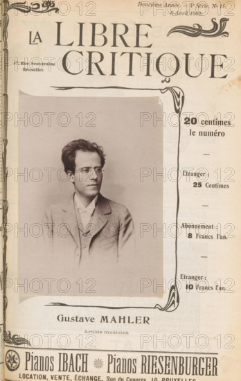 Gustave Mahler, Portrait of Gustav Mahler, page, photomechanical print, inscription: 'Artiste