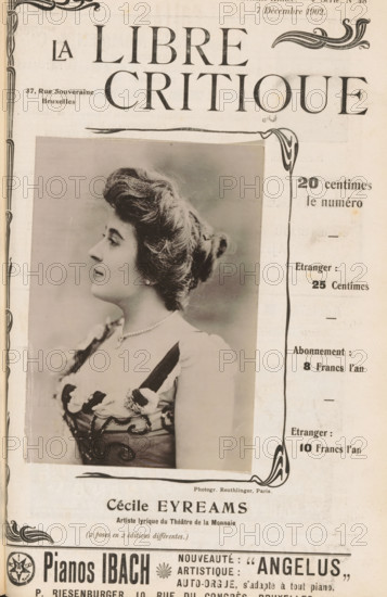 Portrait of Cécile Eyreams, Cécile Eyreams, page, photomechanical print, inscription: 'Artiste