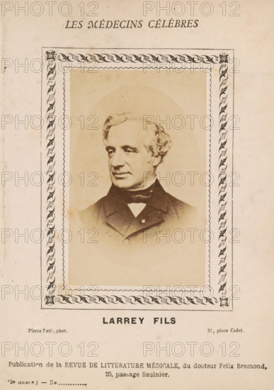 Larrey Fils, Portrait of Félix Hippolyte Larrey, photograph, page, inscription: '(Publication de la