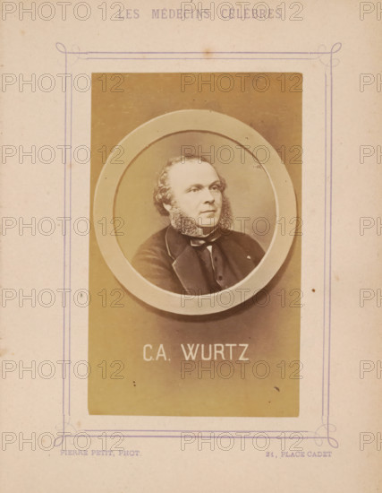 Portrait of Charles-Adolphe Wurtz, photograph, page, inscription: '(Publication de la Revue de