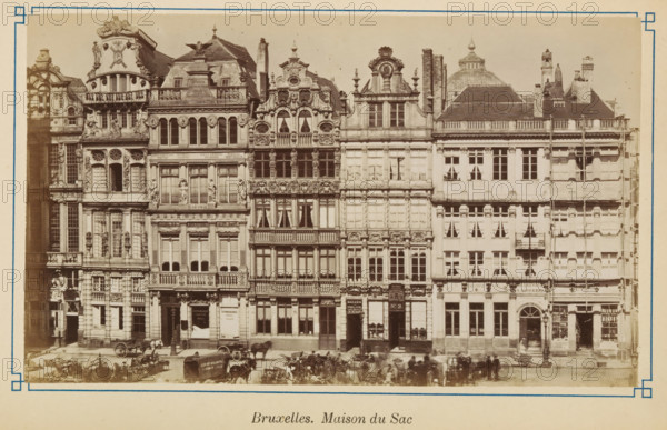Brussels. Maison du Sac, View of the house Den Sack in Brussels, photograph, page, Brussels, c.