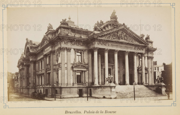 Brussels. Palace of the Stock Exchange, View of the Brussels Stock Exchange, photograph, page,