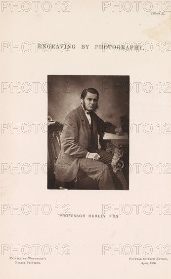 Professor Huxley, FRS, Engraving by photography, page, photomechanical print, cliché maker: Walter