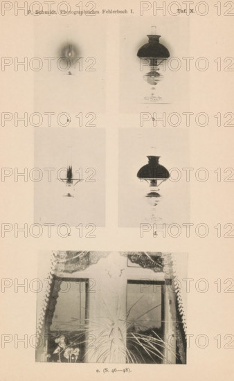 Four examples of images of a lamp on two different types of plates and an example of a correct