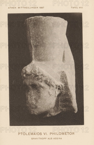 Granite head of Ptolemy VI Philometor from Aegina, Ptolemy VI. Philometor - Ganitkopf aus Aegina,