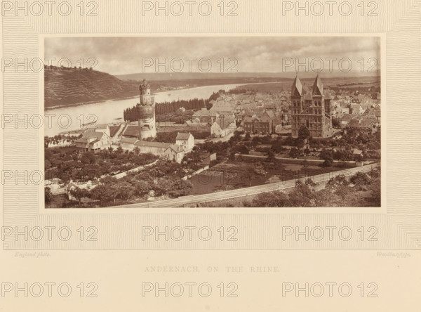 Andernach, on the Rhine, View of Andernach on the Rhine, page, photomechanical print, inscription: