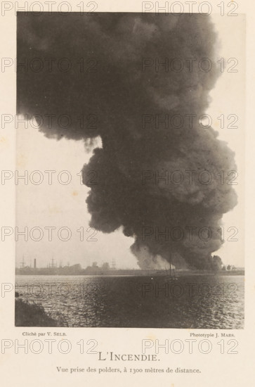 Fire in a hangar with oil after the explosion of a munitions factory in Oosterweel near Antwerp on