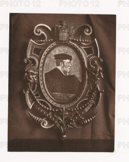 Portrait of Anne de Montmorency in a decorated frame, mounted during the Exposition Rétrospective