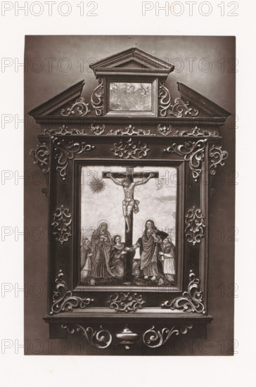 Enamel image of the crucifixion of Christ, displayed during the Exposition Rétrospective of 1873 in