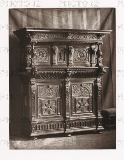 Flemish style sideboard, installed during the 1873 Exposition Rétrospective in Tours, France, page,