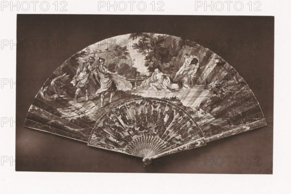 Fan with representations from the poem La Gerusalemme Liberata by Torquato Tasso, installed during