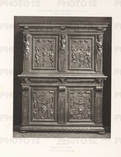 16th-century French wooden cabinet, at the Exposition Rétrospective of 1877 in Lyon, France,