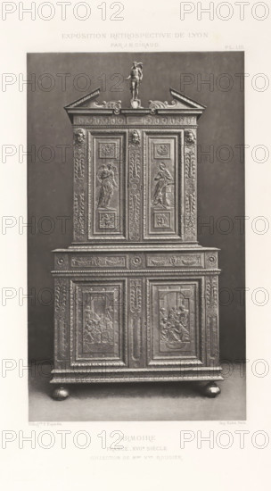 17th-century French wooden cabinet, at the Exposition Rétrospective of 1877 in Lyon, France,