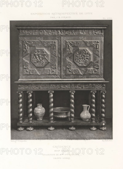 17th-century wooden sideboard, at the Exposition Rétrospective of 1877 in Lyon, France,