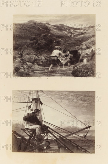 Two photo reproductions of engravings of scenes from Auld Lang Syne, after paintings by Sir George