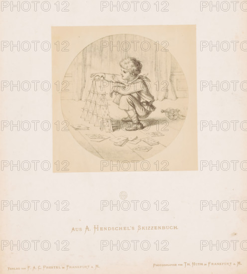 Photo reproduction of a boy building a house of cards by Albert Hendschel, Aus A. Hendschel's