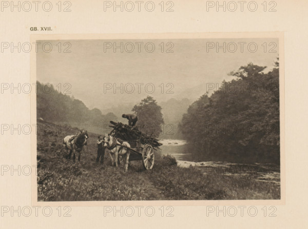Landscape with horse and carriage, page, photomechanical print, inscription: 'GB. XVII.',