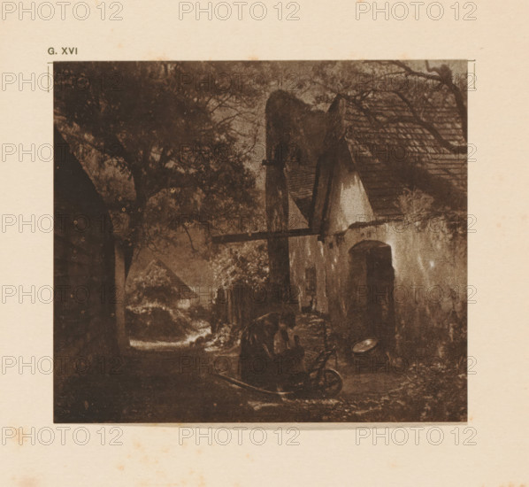 Farm, page, photomechanical print, inscription: 'G. XVI.', inscription: 'A quiet retreat by Karl