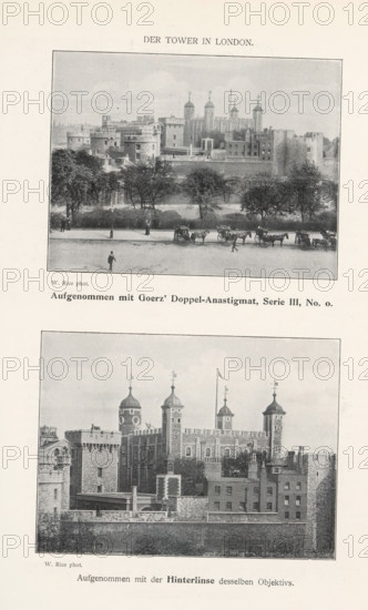The Tower of London, Two views of the Tower of London in London, United Kingdom, page,