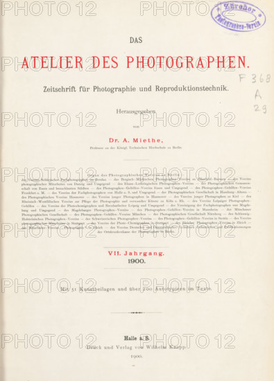Das Atelier des Photographen, hrsg. von A. Miethe und F. Matthus-Masuven, book, date: 'MAR, 1984',