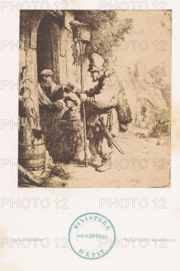 Photo reproduction of an etching of the rat poison seller by Rembrandt van Rijn, photograph,