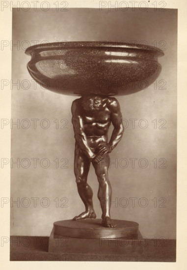 Porphyry bowl supported by a bronze statue of Hercules, from the collection of Christopher Beckett