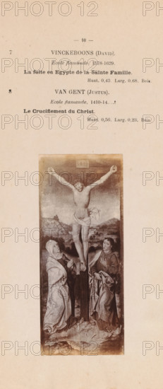 Photo reproduction of a painting of the Crucifixion of Christ by Justus van Gent, photograph,
