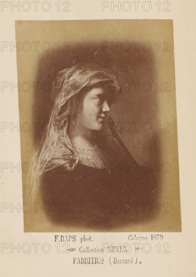 Photo reproduction of a painting of a shepherdess, photograph, reproduction, page, inscription: