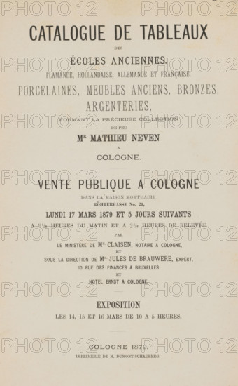 Catalogue de tableaux des écoles anciennes : flamande, hollandaise, allemande et française :