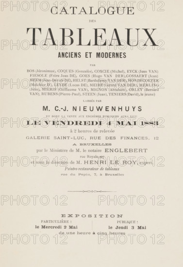 Catalogue des tableaux old et moderns by Bos (Jéronimus) ... Teniers (David), le jeune) laissés by