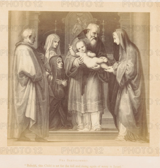 Photo reproduction of a print after a painting, depicting the presentation in the Temple,