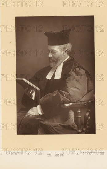 Dr. Adler, Portrait of Hermann Adler, reading a book, page, photomechanical print, inscription: '57