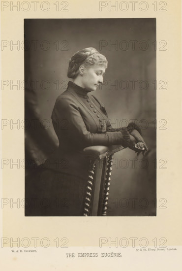 The empress Eugénie, Portrait of Eugénie de Montijo, page, photomechanical print, inscription: '57
