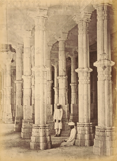 Interior of the Jama Masjid in Ahmedabad, The Jumma Mosque.- Pillars in the Interior, photograph,