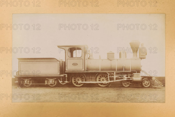 Passenger steam locomotive made by Sharp, Stewart and Company, photograph, page, inscription: