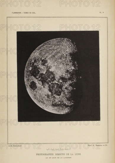 Photographie direct de la lune. Le 10e jour de la lunaison, View of the Moon, page, photomechanical